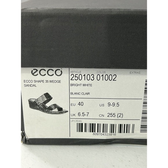 ECCO Shape 35 Wedge White Sandal 2 Strap Leather NIB Size 9 9.5 - Picture 9 of 9